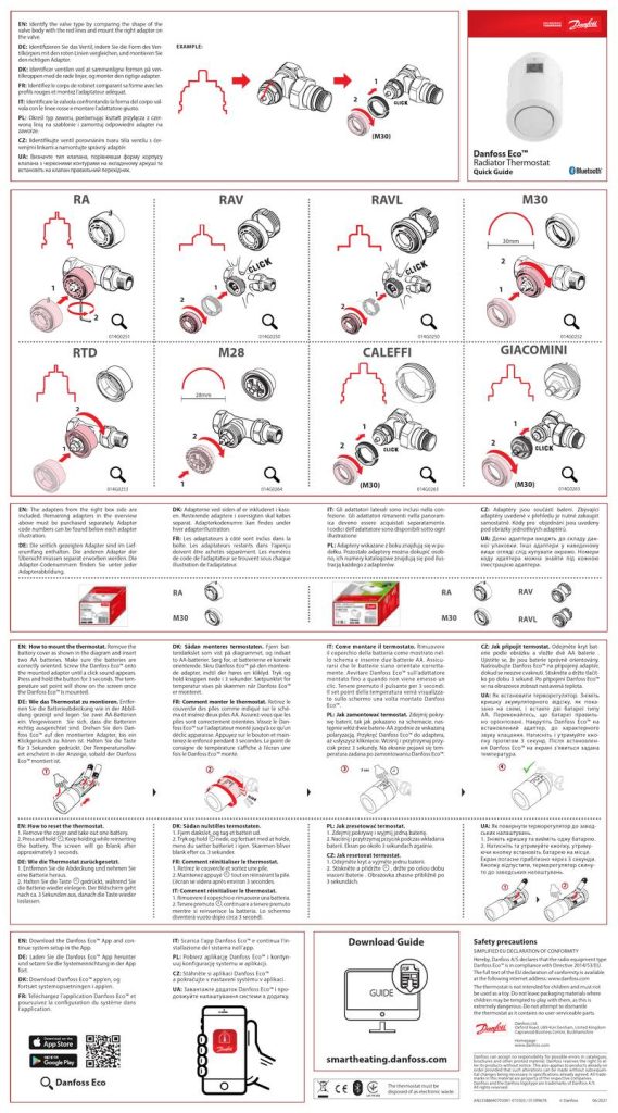 Danfoss 014G0251 Eco Radiator Thermostat User Guide
