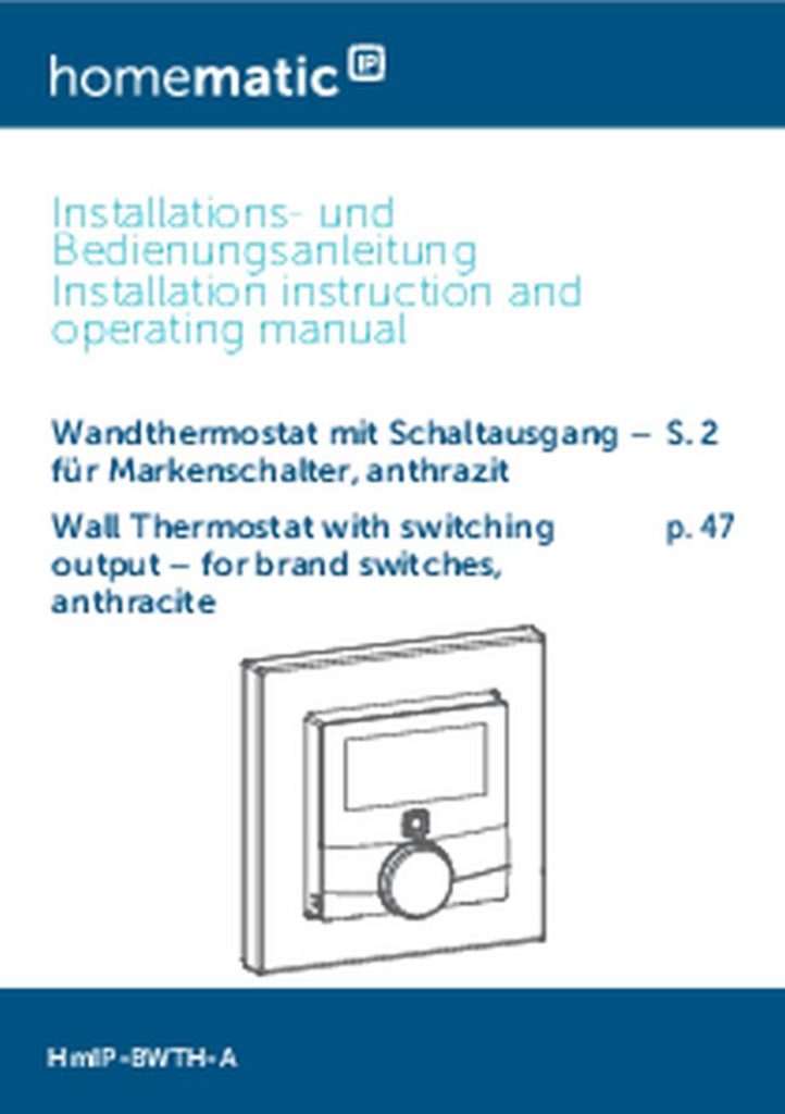 homematic IP HmIP-BWTH-A Wall Thermostat Installation Guide
