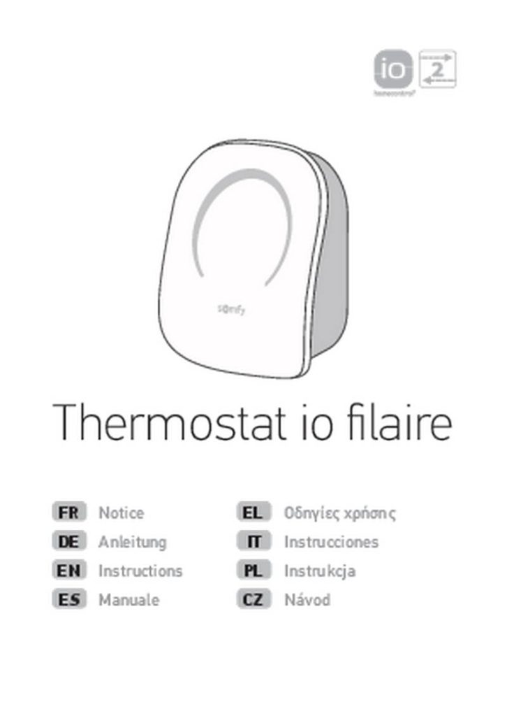 somfy 1870776 Wired IO Thermostat Instructions